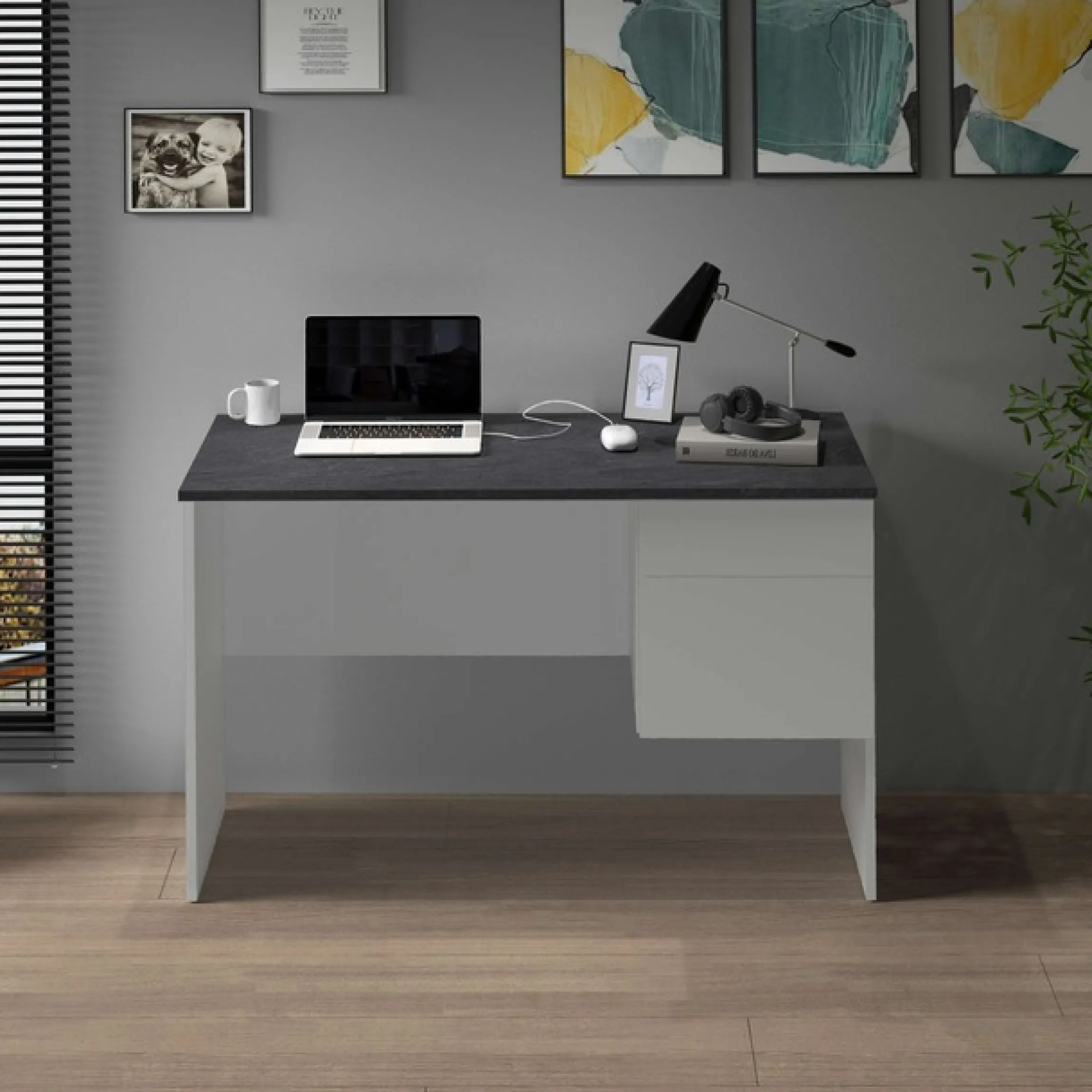 Home affaire Schreibtisch »Sunrise, kleiner Computertisch, Bürotisch« mit 1 Tür & 1 Schublade, Tischplatte Breite 110 cm, Made in Italy