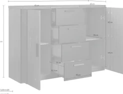 Home affaire Schubkastenkommode »Sigma, Breite 132 cm, moderne Schubladenkommode , Made in Europe« Kommode viel Stauraum, Einlegeböden verstellbar, Anrichte