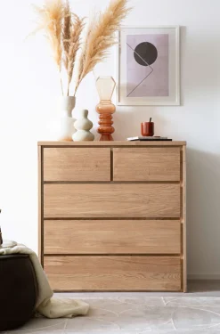 Home affaire Schubkastenkommode »Zetra Schubladenschrank, 2 + 3 Schubladen mit Soft-Close-Function« Fertig montiert, Eiche Massivholz, Breite 88 cm