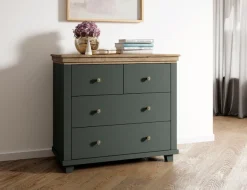 Home affaire Schubkastenkommode »Evora mit 4 Schubladen, 90x42x80,5 cm (BxTxH), FSC®-zertifiziert« Kommode mit MDF-Applikationen, Landhausstil, passende Ergänzung