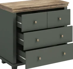 Home affaire Schubkastenkommode »Evora mit 4 Schubladen, 90x42x80,5 cm (BxTxH), FSC®-zertifiziert« Kommode mit MDF-Applikationen, Landhausstil, passende Ergänzung