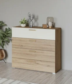 Home affaire Schubkastenkommode »Bitry, Breite 100 cm, Sideboard mit Schubladen, viel Stauraum« Mehrzweckschrank fühlbare Struktur, Holzoptik