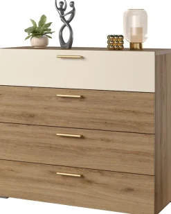 Home affaire Schubkastenkommode »Bitry, Breite 100 cm, Sideboard mit Schubladen, viel Stauraum« Mehrzweckschrank fühlbare Struktur, Holzoptik