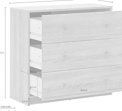 Home affaire Schubkastenkommode Stauraum, Knopfgriffe, einfache Selbstmontage, 72,4 x 68,3 x 30,1 cm