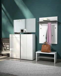 Home affaire Schuhbank »ATRIUM, Garderobenbank, Sitzbank mit Schuhablage, Hochglanz lackiert« 1 Stk. tlg. Maße (B/T/H) 80/40/40 cm, Absetzung Schuhablage anthrazit