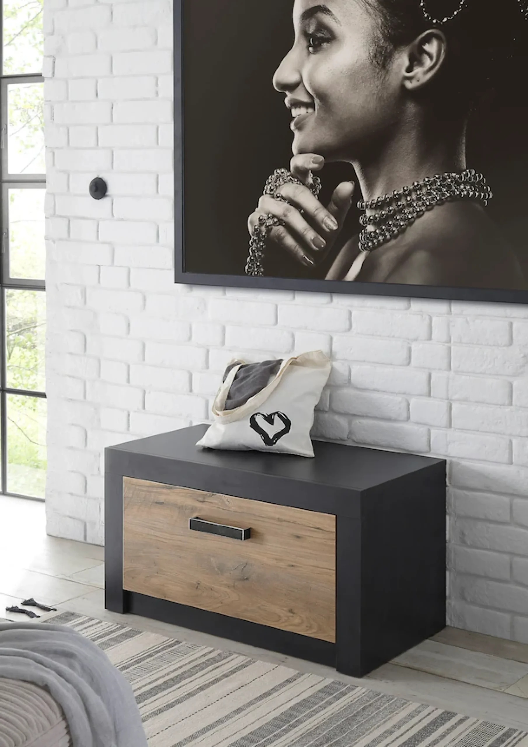 Home affaire Schuhbank »Brügge, Garderobenbank mit Klappe, moderne Sitzbank« viel Stauraum, Platz für ca. 8 Paar Schuhe, 80 cm breit