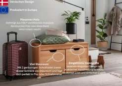 Home affaire Schuhbank »Dura Schuhbank incl. Schubladen funktionell und stabil« Massivholz, Skandinavisches Design, Robust, stabil, FSC zertifiziert