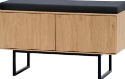 Home affaire Schuhbank »Lund, Garderobenbank mit Klappen, moderne Sitzbank, Polsterbank« viel Stauraum, Platz für ca. 6 Paar Schuhe, 90 cm breit