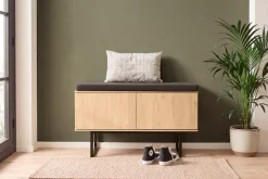 Home affaire Schuhbank »Lund, Garderobenbank mit Klappen, moderne Sitzbank, Polsterbank« viel Stauraum, Platz für ca. 6 Paar Schuhe, 90 cm breit