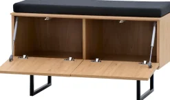 Home affaire Schuhbank »Lund, Garderobenbank mit Klappen, moderne Sitzbank, Polsterbank« viel Stauraum, Platz für ca. 6 Paar Schuhe, 90 cm breit