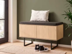 Home affaire Schuhbank »Lund, Garderobenbank mit Klappen, moderne Sitzbank, Polsterbank« viel Stauraum, Platz für ca. 6 Paar Schuhe, 90 cm breit
