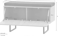 Home affaire Schuhbank »Lund, Garderobenbank mit Klappen, moderne Sitzbank, Polsterbank« viel Stauraum, Platz für ca. 6 Paar Schuhe, 90 cm breit