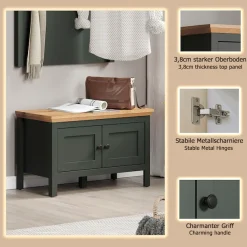 Home affaire Schuhbank »Vienna« 1 Stk. tlg. Sitzbank mit 2 Türen & Stauraum - (B/T/H) 77/39/48 cm