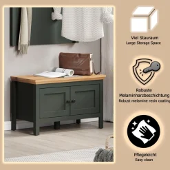 Home affaire Schuhbank »Vienna« 1 Stk. tlg. Sitzbank mit 2 Türen & Stauraum - (B/T/H) 77/39/48 cm