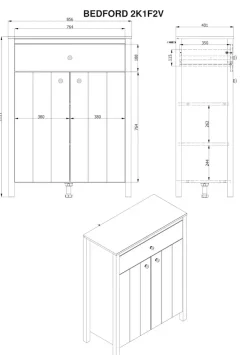 Home affaire Schuhschrank »Bedford, Schuhregal, Schuhkommode« Zwei Regale und eine Schublade. Gesamtbreite 85,5 cm