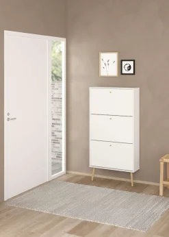 Home affaire Schuhschrank »Bodo, Schuhkipper,Schuhregal,« Breite 70 cm,ca. 18 Paar Schuhe, 3 Klappen, Beine, Griffe Massivholz