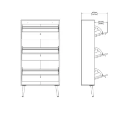 Home affaire Schuhschrank »Bodo, Schuhkipper,Schuhregal,« Breite 70 cm,ca. 18 Paar Schuhe, 3 Klappen, Beine, Griffe Massivholz