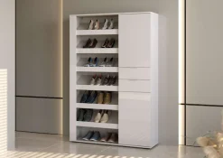 Home affaire Schuhschrank »BOOST, Schuhschrank,Schuhregal, Breite 120 cm, LED optional bestellbar« 1 Stk. tlg. Hochglanz lackiert mit 7 offenen Fächern, 2 Türen und 2 Schubkästen