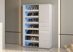 Home affaire Schuhschrank »BOOST, Schuhschrank,Schuhregal, Breite 120 cm, LED optional bestellbar« 1 Stk. tlg. Hochglanz lackiert mit 7 offenen Fächern, 2 Türen und 2 Schubkästen