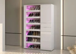 Home affaire Schuhschrank »BOOST, Schuhschrank,Schuhregal, Breite 120 cm, LED optional bestellbar« 1 Stk. tlg. Hochglanz lackiert mit 7 offenen Fächern, 2 Türen und 2 Schubkästen