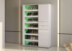 Home affaire Schuhschrank »BOOST, Schuhschrank,Schuhregal, Breite 120 cm, LED optional bestellbar« 1 Stk. tlg. Hochglanz lackiert mit 7 offenen Fächern, 2 Türen und 2 Schubkästen
