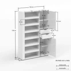 Home affaire Schuhschrank »BOOST, Schuhschrank,Schuhregal, Breite 120 cm, LED optional bestellbar« 1 Stk. tlg. Hochglanz lackiert mit 7 offenen Fächern, 2 Türen und 2 Schubkästen