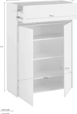 Home affaire Schuhschrank »City/Giron, modernes Schuhregal, Schrank für 16 Schuhe, Schuhkommode« eine Schublade und vier Schuhfächer, viel Stauraum, 93 cm breit