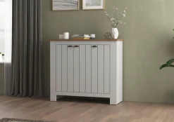 Home affaire Schuhschrank »FIGO, Made in Italy – Schuhkommode,Schuhregal für ca. 30 Paar Schuhe« 1 Stk. tlg. 3-Türig, Siebdruck-dekorative Fräsungen, 10 Fächer, Höhe: 100 cm