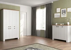 Home affaire Schuhschrank »FIGO, Made in Italy – Schuhkommode,Schuhregal für ca. 30 Paar Schuhe« 1 Stk. tlg. 3-Türig, Siebdruck-dekorative Fräsungen, 10 Fächer, Höhe: 100 cm