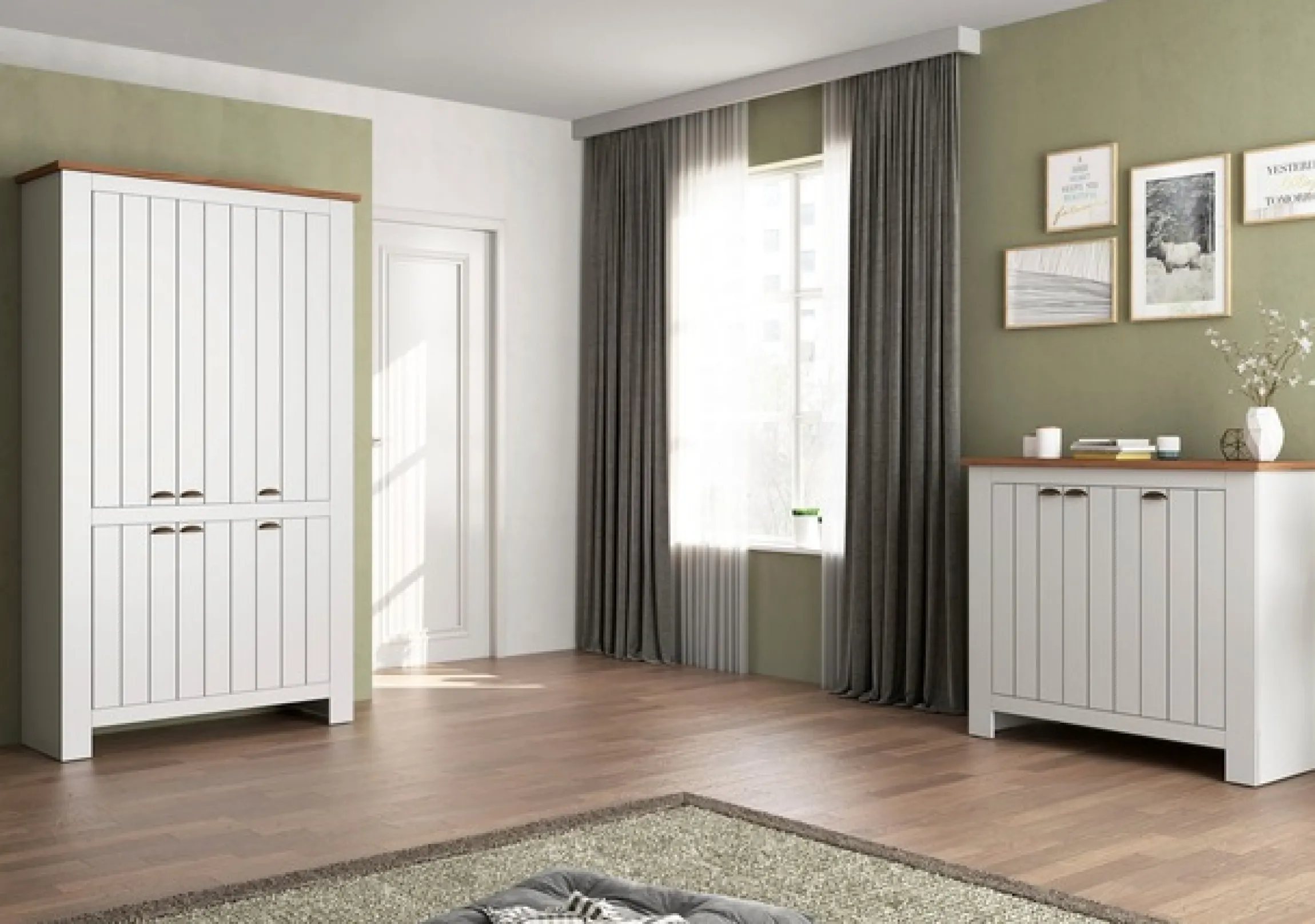 Home affaire Schuhschrank »FIGO, Made in Italy – Schuhkommode,Schuhregal für ca. 30 Paar Schuhe« 1 Stk. tlg. 3-Türig, Siebdruck-dekorative Fräsungen, 10 Fächer, Höhe: 100 cm