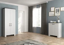 Home affaire Schuhschrank »FIGO, Made in Italy – Schuhkommode,Schuhregal für ca. 40 Paar Schuhe« 1 Stk. tlg. 4-Türig, Siebdruck-dekorative Fräsungen, 10 Fächer, Höhe 200 cm