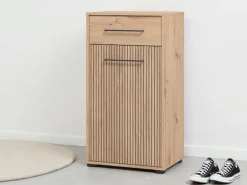 Home affaire Schuhschrank »Landes, Schuhkommode, Schuhregal, mit einer Schublade, Höhe 102 cm« Artisan Eiche, Fron mit schwarzen Streifen, mit 1 Tür, 1 Schubkasten