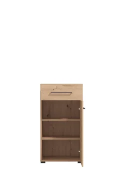 Home affaire Schuhschrank »Landes, Schuhkommode, Schuhregal, mit einer Schublade, Höhe 102 cm« Artisan Eiche, Fron mit schwarzen Streifen, mit 1 Tür, 1 Schubkasten