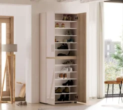 Home affaire Schuhschrank »LADY, Schuhkommode,Schuhmöbel,Schuhablage,Schuhregal« 10 Einlegeböden,12 Fächer,ca. 36 Paar Schuhe-Maße: B/T/H:80x34x200 cm