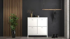 Home affaire Schuhschrank »Madrid, Schuhaufbewahrung mit Griffen, skandinavisches Design« Mit 4 Klappen, jeweils 2 Böden, B: 102 cm, H: 103 cm, Zwei Griffarten