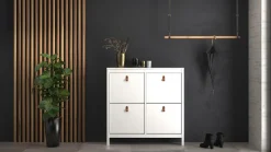 Home affaire Schuhschrank »Madrid, Schuhaufbewahrung mit Griffen, skandinavisches Design« Mit 4 Klappen, jeweils 2 Böden, B: 102 cm, H: 103 cm, Zwei Griffarten