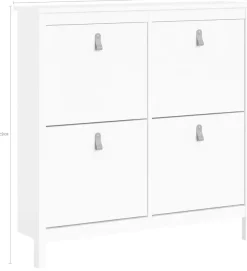 Home affaire Schuhschrank »Madrid, Schuhaufbewahrung mit Griffen, skandinavisches Design« Mit 4 Klappen, jeweils 2 Böden, B: 102 cm, H: 103 cm, Zwei Griffarten
