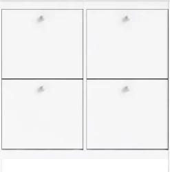 Home affaire Schuhschrank »Madrid, Schuhaufbewahrung mit Griffen, skandinavisches Design« Mit 4 Klappen, jeweils 2 Böden, B: 102 cm, H: 103 cm, Zwei Griffarten