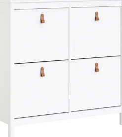 Home affaire Schuhschrank »Madrid, Schuhaufbewahrung mit Griffen, skandinavisches Design« Mit 4 Klappen, jeweils 2 Böden, B: 102 cm, H: 103 cm, Zwei Griffarten