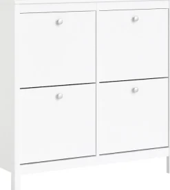 Home affaire Schuhschrank »Madrid, Schuhaufbewahrung mit Griffen, skandinavisches Design« Mit 4 Klappen, jeweils 2 Böden, B: 102 cm, H: 103 cm, Zwei Griffarten