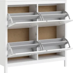 Home affaire Schuhschrank »Madrid, Schuhaufbewahrung mit Griffen, skandinavisches Design« Mit 4 Klappen, jeweils 2 Böden, B: 102 cm, H: 103 cm, Zwei Griffarten