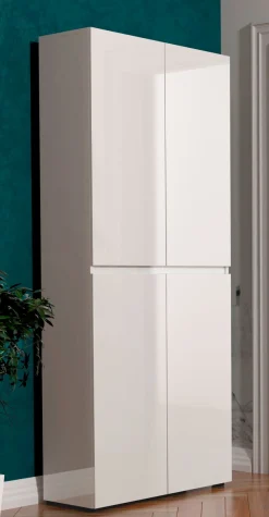 Home affaire Schuhschrank »MISTER-Schuhregal, Made in Italy, 12 Fächer, 10 Einlegeböden« Hochglanz lackiert,Breite 80 cm, Höhe 200 cm, 4 Türen, wendbare Blende