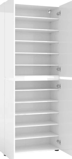 Home affaire Schuhschrank »MISTER-Schuhregal, Made in Italy, 12 Fächer, 10 Einlegeböden« Hochglanz lackiert,Breite 80 cm, Höhe 200 cm, 4 Türen, wendbare Blende