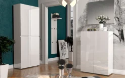 Home affaire Schuhschrank »MISTER-Schuhregal, Made in Italy, 12 Fächer, 10 Einlegeböden« Hochglanz lackiert,Breite 80 cm, Höhe 200 cm, 4 Türen, wendbare Blende