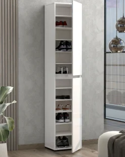 Home affaire Schuhschrank »Mister,Schuhkommode,Schuhmöbel,Schuhablage,Schuhregal« Breite 40 cm, Höhe 200 cm, Tiefe 34 cm, 2 Türen, 12 Fächer, Hochglanz