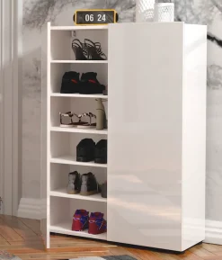 Home affaire Schuhschrank »Mister, Schuhregal, Made in Italy, 6 Fächer, 5 Einlegeböden« Breite 80 cm, 2 Türen, in Hochglanz lackiert, für ca. 18 Paar Schuhe