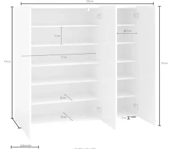 Home affaire Schuhschrank »MISTER- Schuhregal, Made in Italy, 12 Fächer, 10 Einlegeböden« Breite 120 cm, höhe 114 cm, komplett Hochglanz lackiert