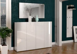 Home affaire Schuhschrank »MISTER- Schuhregal, Made in Italy, 12 Fächer, 10 Einlegeböden« Breite 160 cm, 4 Türen, Hochglanz Lackierung