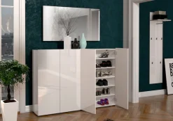 Home affaire Schuhschrank »MISTER- Schuhregal, Made in Italy, 12 Fächer, 10 Einlegeböden« Breite 160 cm, 4 Türen, Hochglanz Lackierung