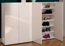 Home affaire Schuhschrank »MISTER- Schuhregal, Made in Italy, 12 Fächer, 10 Einlegeböden« Breite 160 cm, 4 Türen, Hochglanz Lackierung